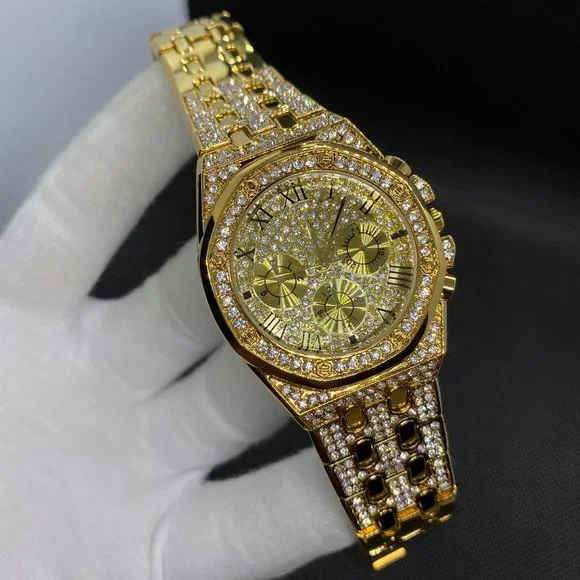 Luxury Iced Out Men's Duo Color Best Quality Luxury Brand Watch